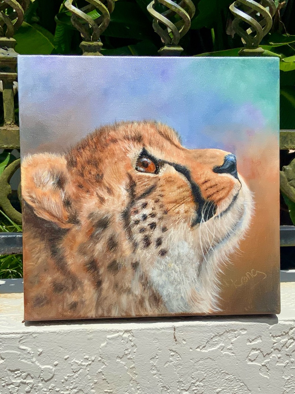 Hand-Painted Cheetah Cub in Oil Paint